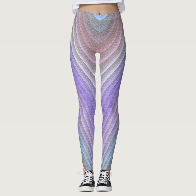 Sehr Cool Modernes, abstraktes Lila Wellenmuster Leggings (Vorderseite)