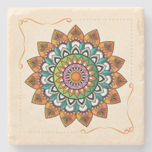 Sehr Cool und farbenfroh Mandala-Muster Steinuntersetzer
