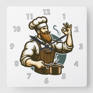 Sehr Cool und farbenfroh Perfekter Koch Quadratische Wanduhr