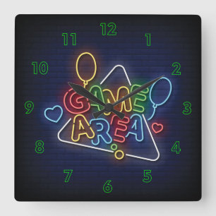 Sehr Cool und farblich simuliert Neon Sign Game Be Quadratische Wanduhr