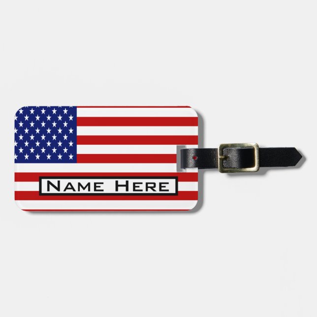 Sehr Coole amerikanische Flagge mit Ihrem Namen Mo Gepäckanhänger (Vorderseite horizontal)