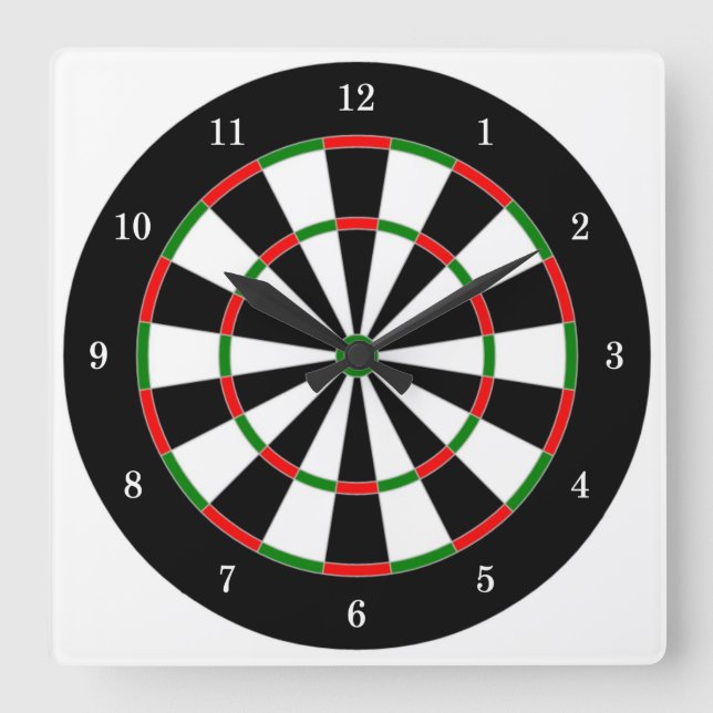 Sehr Coole Dart Board Wall Clock Quadratische Wanduhr (Vorderseite)