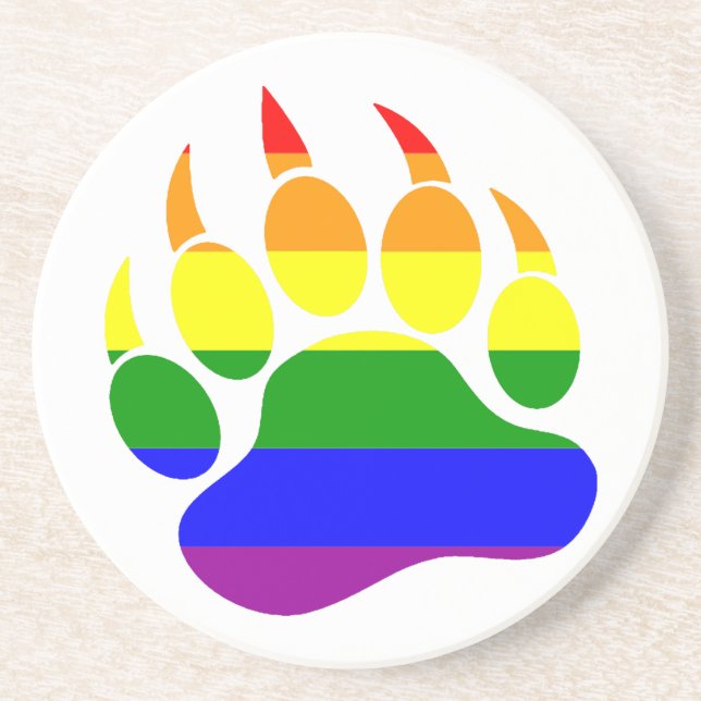 Sehr Coole Gay Bear Claw Regenbogenflagge Sandstein Untersetzer (Vorne)