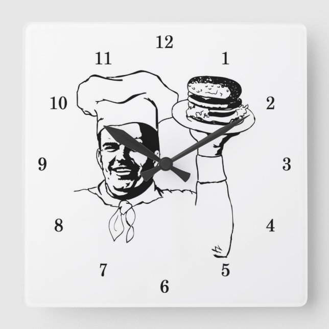 Sehr Coole Koch-Uhr Quadratische Wanduhr (Vorderseite)