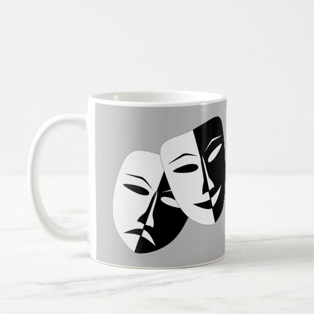 Sehr Coole Masken für Comedy und Tragedy Theater Kaffeetasse (Links)