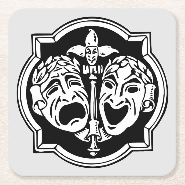 Sehr Coole Masken für Comedy und Tragedy Theater Rechteckiger Pappuntersetzer (Vorderseite)