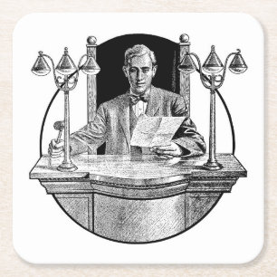 Sehr Coole Skizze eines Richters an der Bank Rechteckiger Pappuntersetzer