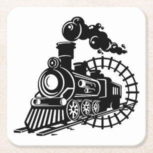 Sehr Coole Vintage Dampflokomotive Motor Rechteckiger Pappuntersetzer
