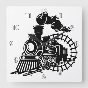 Sehr coole Vintage-Dampfmaschine Zug Lokomotive Quadratische Wanduhr