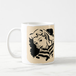 Sehr Coole Vintage weibliche Sketch-Kaffee-Tasse Kaffeetasse