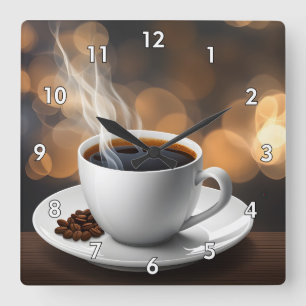 Sehr Cooler KI-Cup mit Dampfkaffee Quadratische Wanduhr