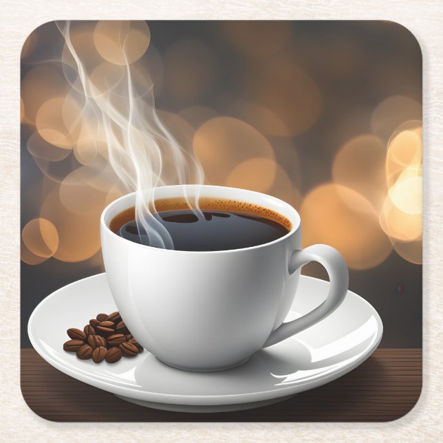 Sehr Cooler KI-Cup mit Dampfkaffee Rechteckiger Pappuntersetzer (Vorderseite)