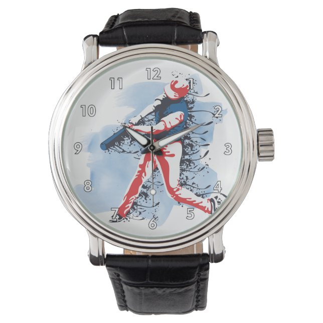 Sehr Cooler und farbenfroher Baseball-Player Armbanduhr (Vorderseite)