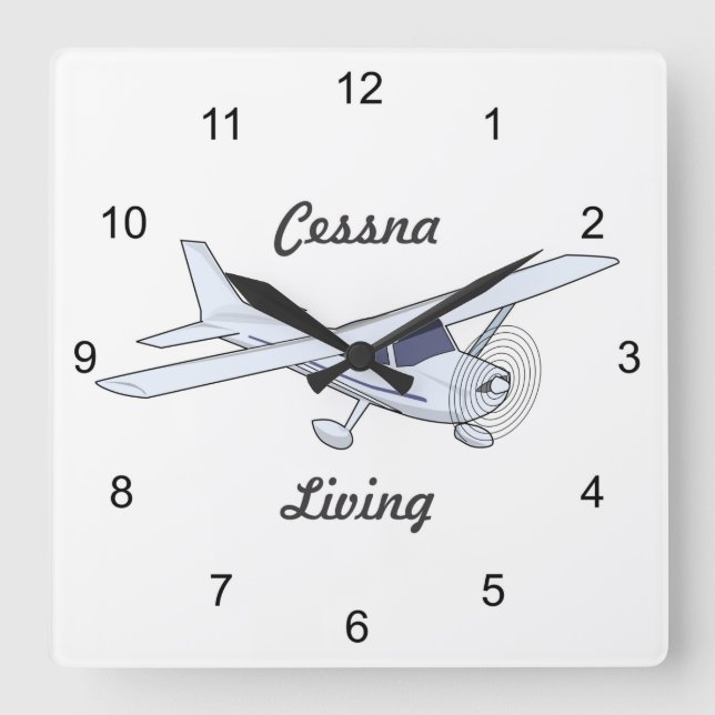 Sehr Cooles Cessna-Lebendflugzeug Quadratische Wanduhr (Vorderseite)