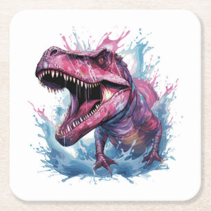 Sehr cooles digitales Bild einer Dinosaurier-Ölgem Rechteckiger Pappuntersetzer