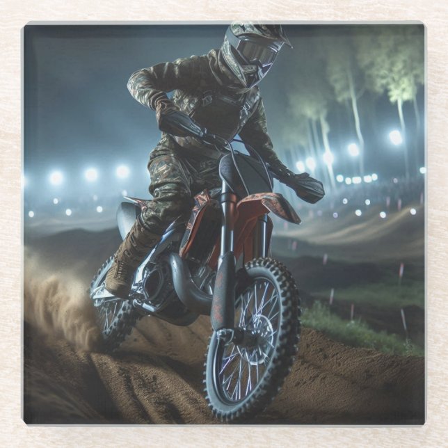 Sehr Cooles digitales Rendering bei MotoCross Glasuntersetzer (Vorderseite)