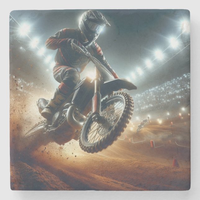 Sehr Cooles digitales Rendering bei MotoCross Steinuntersetzer (Vorderseite)