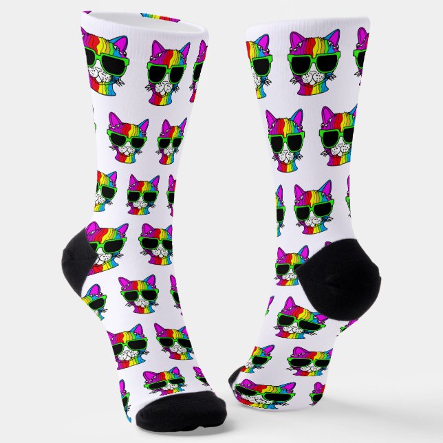 Sehr Cooles Rainbow Cat Pattern Socken (Gewinkelt)