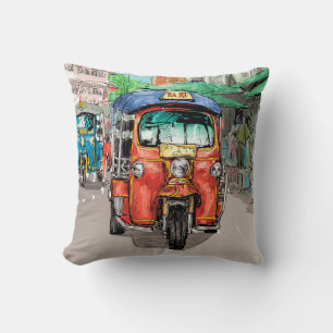 Sehr Cooles Städtetaxi Sketch Zeichnend Kissen