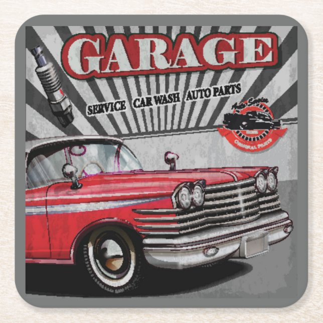 Sehr Cooles Vintages Auto Reparieren Untersetzer S (Vorderseite)