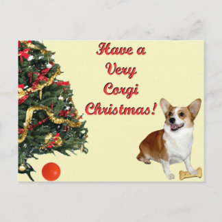 Sehr Corgi Weihnachten lächelnd Dott Yellow Postca