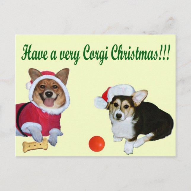 Sehr Corgi-Weihnachten M u. gelbe Postkarte G (Vorderseite)