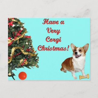 Sehr Corgi Weihnachten-SmilingDott Türkis Postcar Feiertagspostkarte