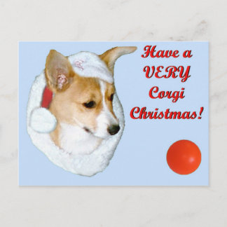 Sehr Corgi-Weihnachtszacken Postkarte-Blau Feiertagspostkarte