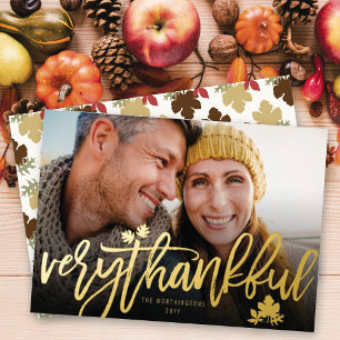 Sehr dankbare Thanksgiving-Foto mit Schriftzug Folien Feiertagskarte