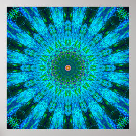 Sehr detailliert Green und Blue Mandala Poster