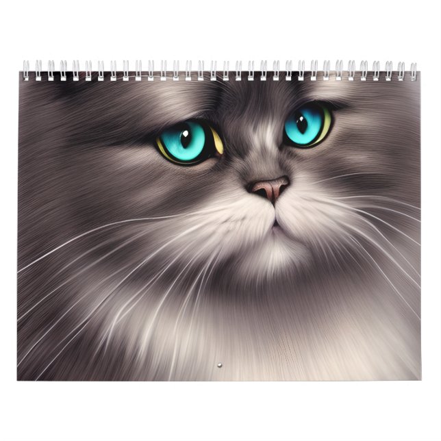 Sehr detailliertes persisches Cat Digital Triptych Kalender (Titelbild)