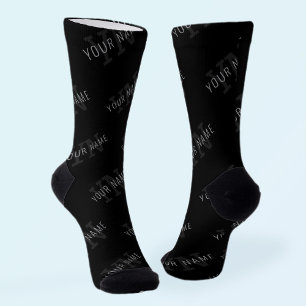 Sehr dunkelgrau & schwarzes Monogramm-Namensmuster Socken