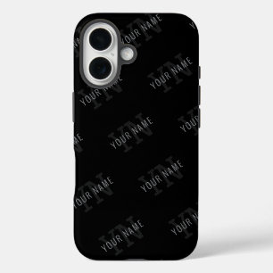 Sehr dunkelgraues und schwarzes Monogramm-Namen-Mu iPhone 16 Hülle