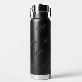 Sehr dunkelgraues und schwarzes Monogramm-Namensmu Trinkflasche