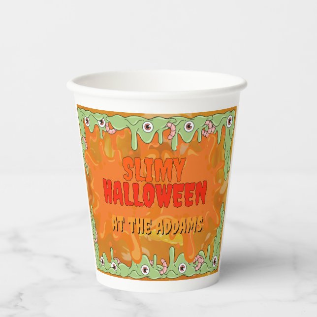 Sehr dünne Halloween-Papier-Tasse mit versteckten  Pappbecher (Vorderseite)