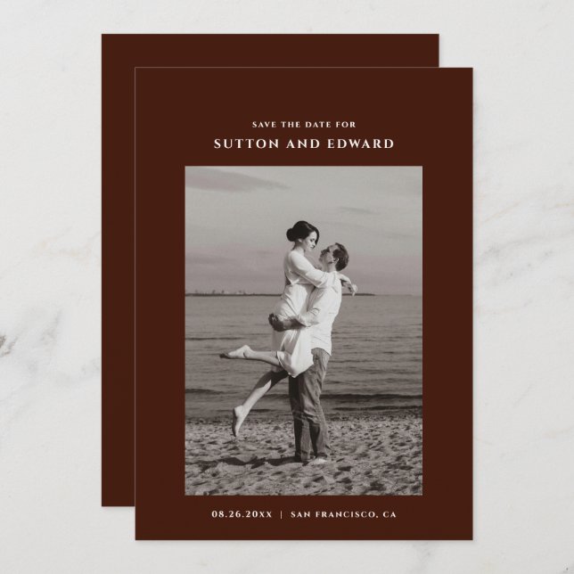 Sehr einfaches Foto für Singles Save The Date (Vorne/Hinten)
