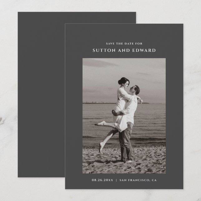 Sehr einfaches Foto für Singles Save The Date (Vorne/Hinten)
