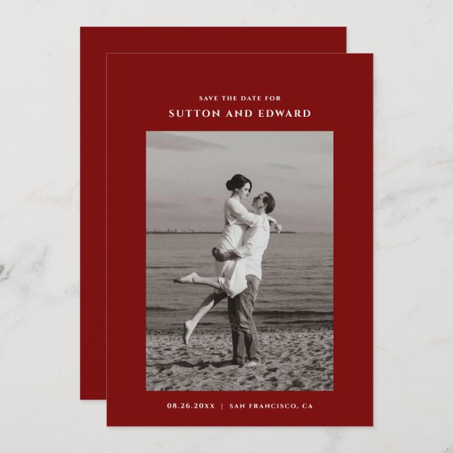Sehr einfaches Foto für Singles Save The Date (Vorne/Hinten)