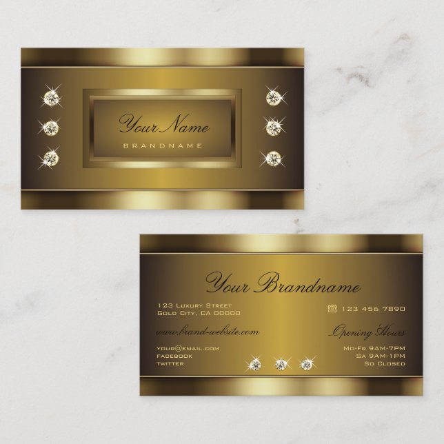 Sehr elegante Golden Effects mit Diamonds Graphics Visitenkarte (Vorne/Hinten)