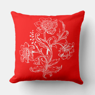 Sehr elegante moderne, rote und Vintage Blume Kissen