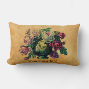 Sehr elegante Vintage-Rosen Home Sweet Home Lendenkissen