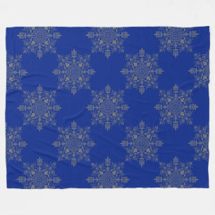 Sehr elegantes Damastmuster Royalblau Fleecedecke