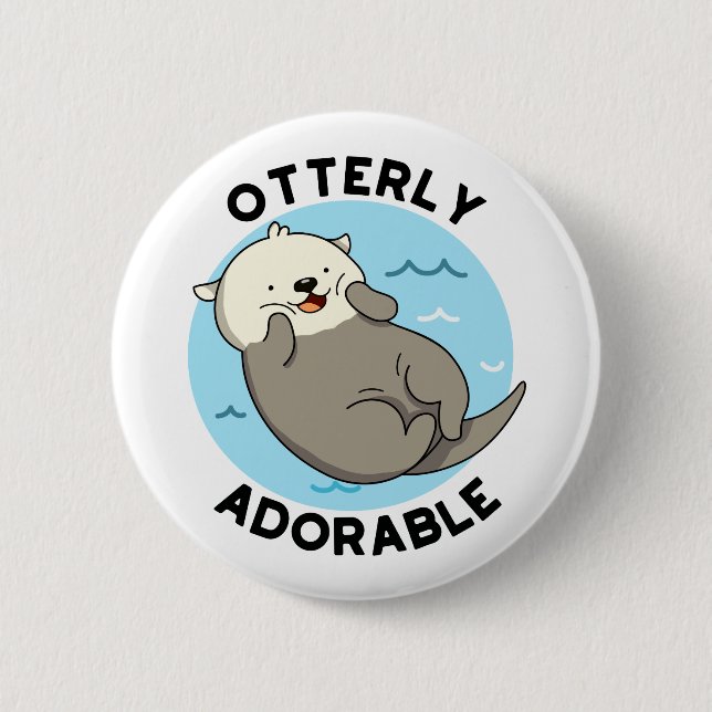 Sehr erfreulich Funny Floating Otter Pun Button (Vorderseite)