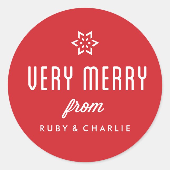 Sehr erfreulich Holiday Snowflake Sticker Red Cust (Vorderseite)