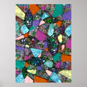 Sehr farbenfrohe abstrakte Formen Kunst 11 Poster