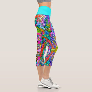 Sehr farbenfrohe abstrakte Formen Kunst 9 Capri Leggings