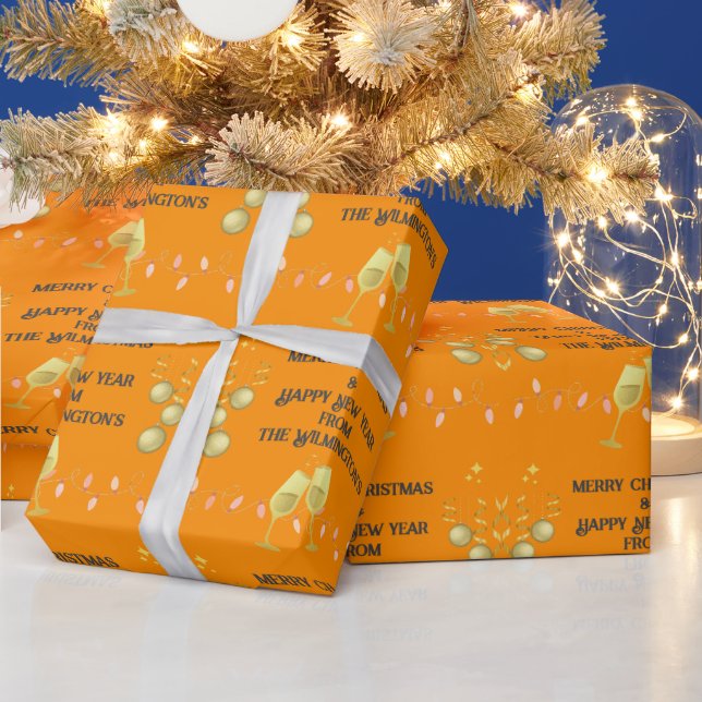 Sehr froh über Dunkelorange Weihnachten Geschenkpapier (Feiertage)