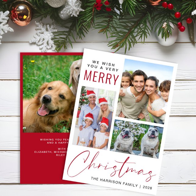 Sehr frohe 4 Foto Weihnachten (This holiday season, let your family's smiles and heartwarming memories shine on our 4 photo card)