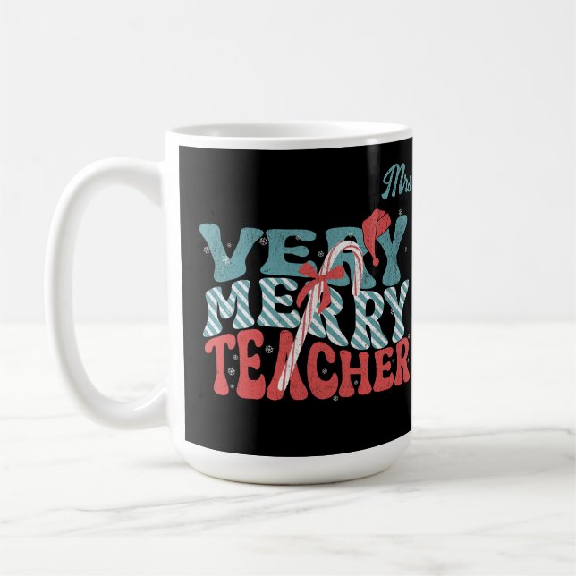 Sehr frohe Lehrerin Weihnachts Retro Kaffeetasse (Links)