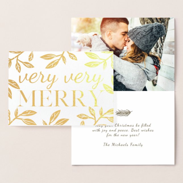 Sehr frohe rustikale botanische Foto Weihnachten Folienkarte (Anzeige)